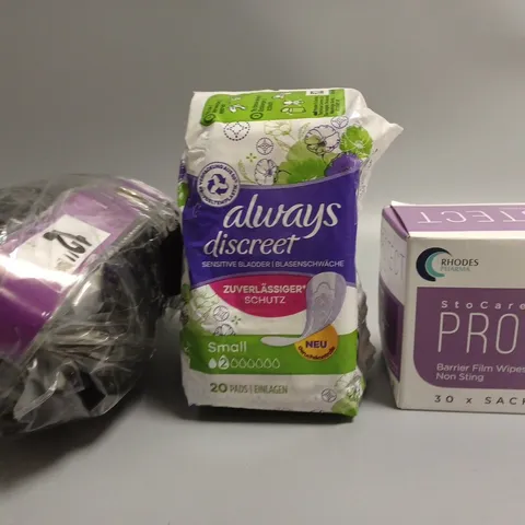 LOT OF ASSORTED HAIR AND BEAUTY PRODUCTS TOO INCLUDE FIRM WIPES , PADS , HAIR EXTENSIONS , ETC