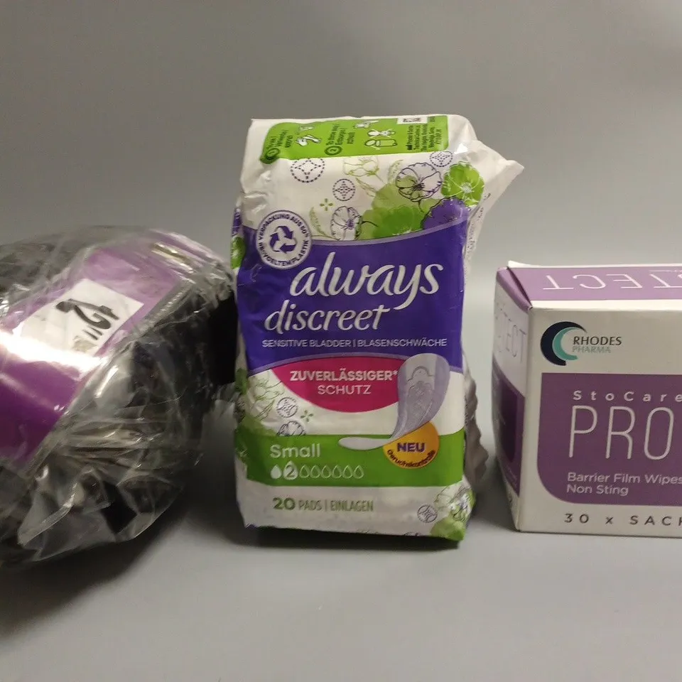 LOT OF ASSORTED HAIR AND BEAUTY PRODUCTS TOO INCLUDE FIRM WIPES , PADS , HAIR EXTENSIONS , ETC 