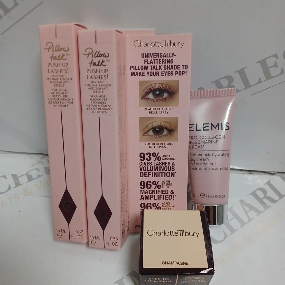 SET OF CHARLOTTE TILBURY PILLOW TALK MASCARA, EYES TO MESMERISE AND ELEMIS CREAM
