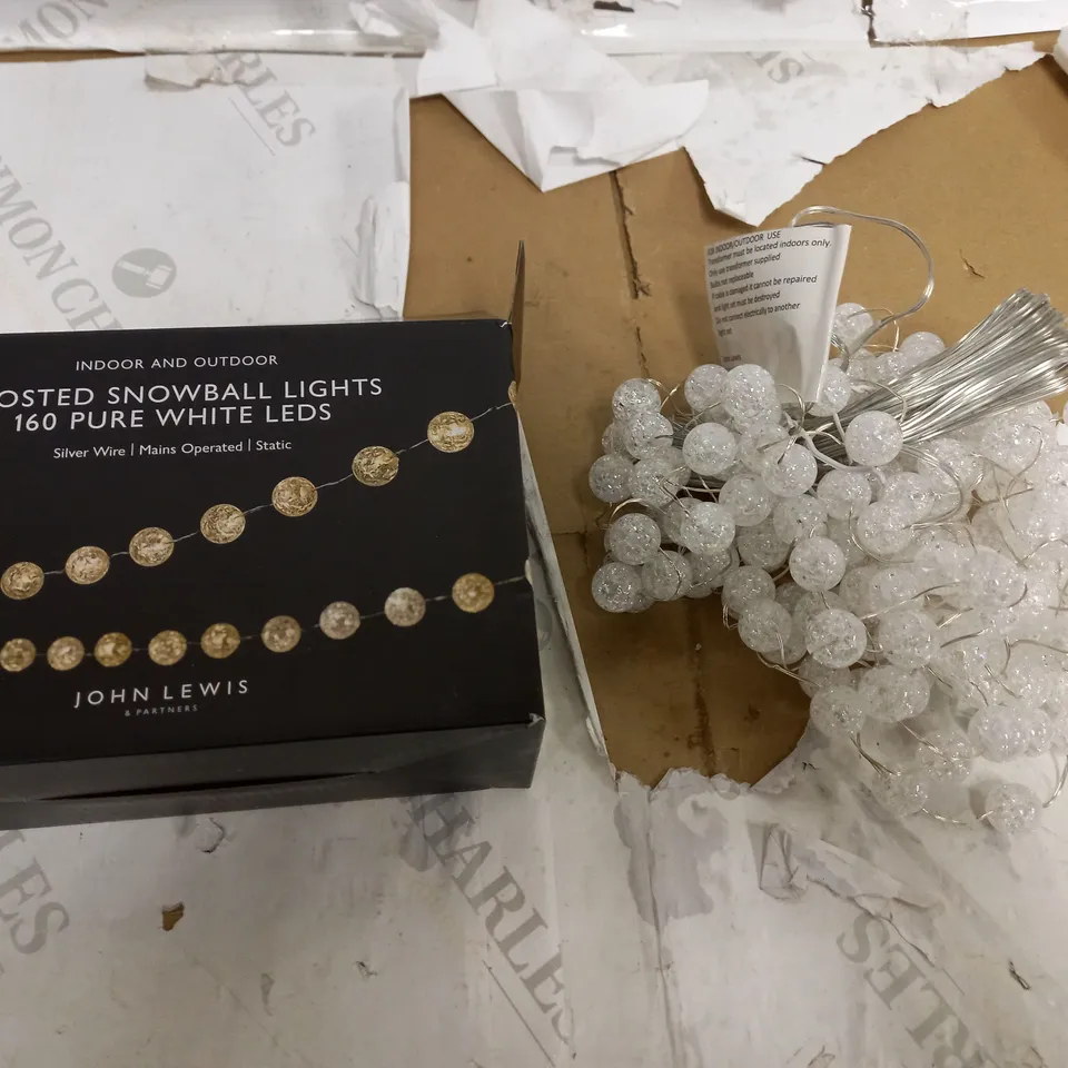 JOHN LEWIS FROSTED SNOWBALL LIGHTS 160 PURE WHITE LEDS 