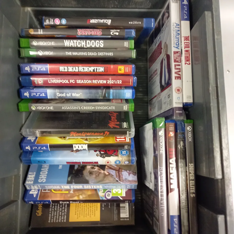 APPROXIMATELY 20 ASSORTED DVDS/VIDEO GAMES TO INCLUDE WATCH DOGS, THE EQUALIZER 3, MAFIA III ETC