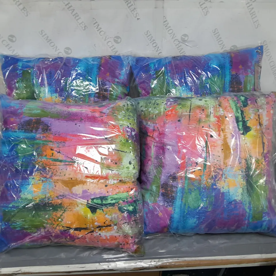 4X MULTICOLOURED THROW PILLOWS 