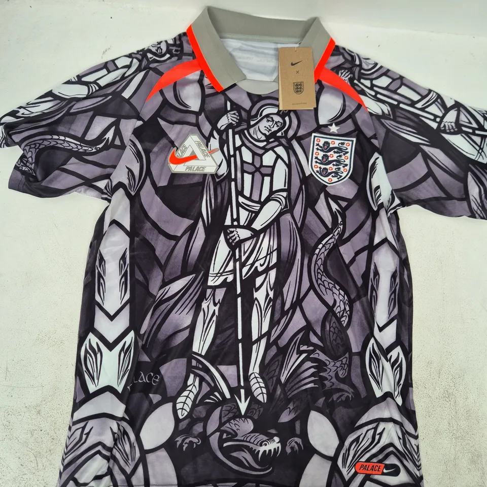 PALACE X NIKE ENGLAND DRI-FIT FOOTBALL JERSEY IN PEWTER GREY SIZE LARGE