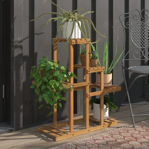 BOXED BEEKER FREE FORM MULTI-TIERED RUBBERWOOD PLANT STAND (2 BOXES)