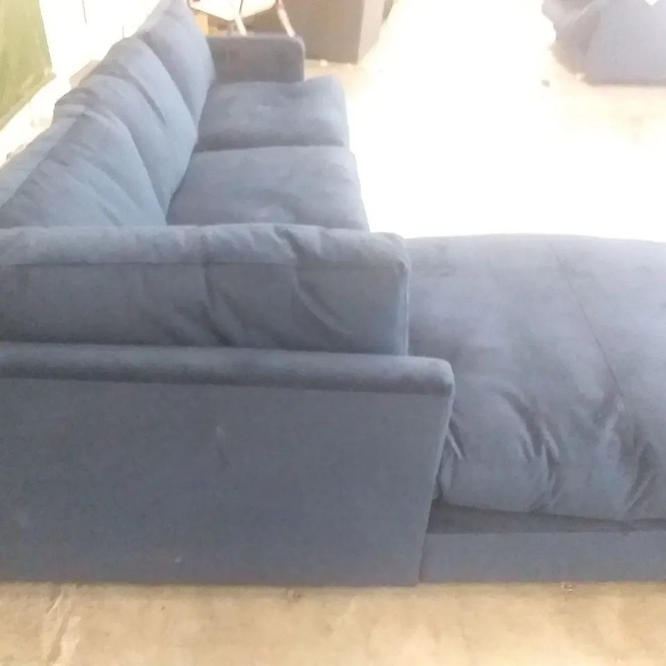 QUALITY BRITISH DESIGNER LOUNGE CO. SOFA DARK BLUE PLUSH FABRIC 