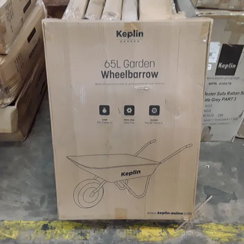 BOXED KEPLIN 65L GARDEN WHEELBARROW 