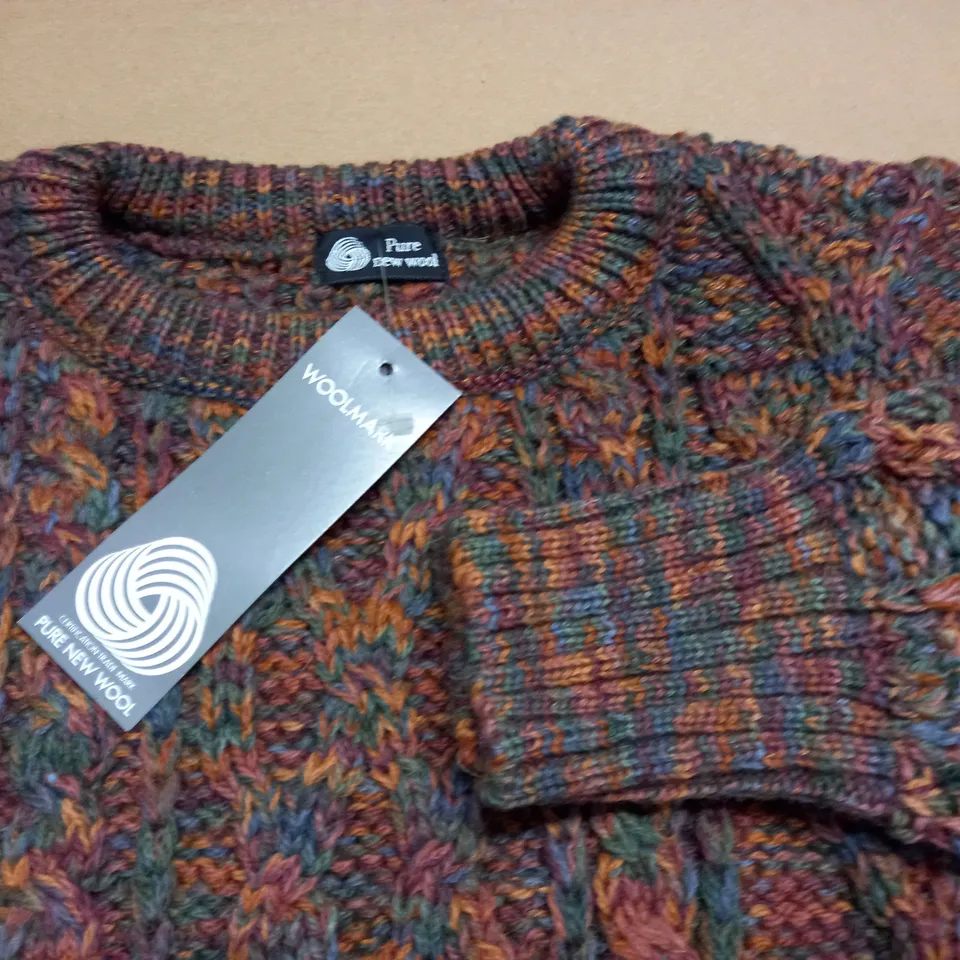LOT OF 14 AS NEW PURE NEW WOOL KNITTED JUMPERS - SIZE UNSPECIFED