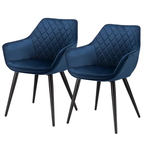 BOXED ALINBLOT UPHOLSTERED BLUE VELVET ARMCHAIR (1 BOX)