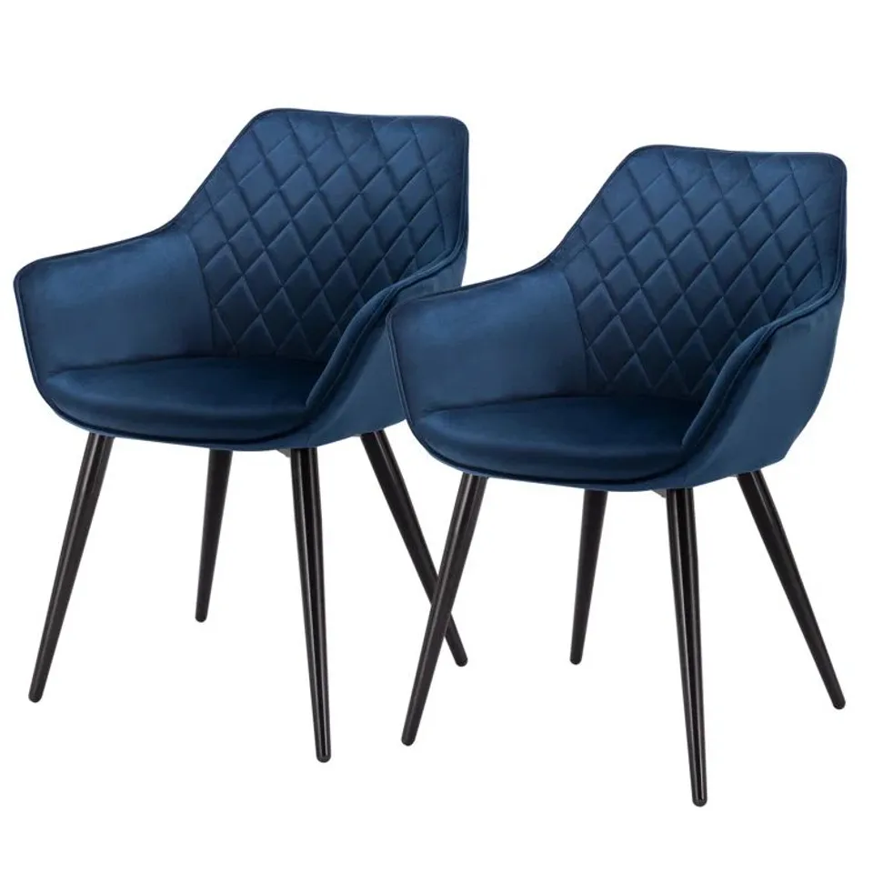BOXED ALINBLOT UPHOLSTERED BLUE VELVET ARMCHAIR (1 BOX)