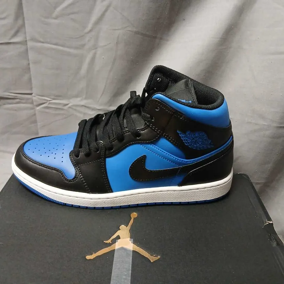 AIR JORDAN 1 MID TRAINERS – BLACK/ROYAL BLUE/WHITE – UK 9.5 (US 10.5)
