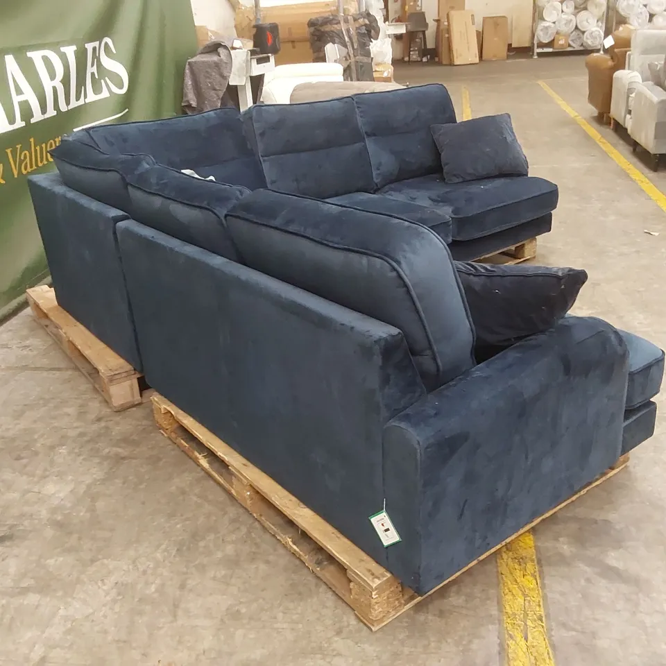 VICTORIA FABRIC CORNER GROUP SOFA - NAVY RRP £1249