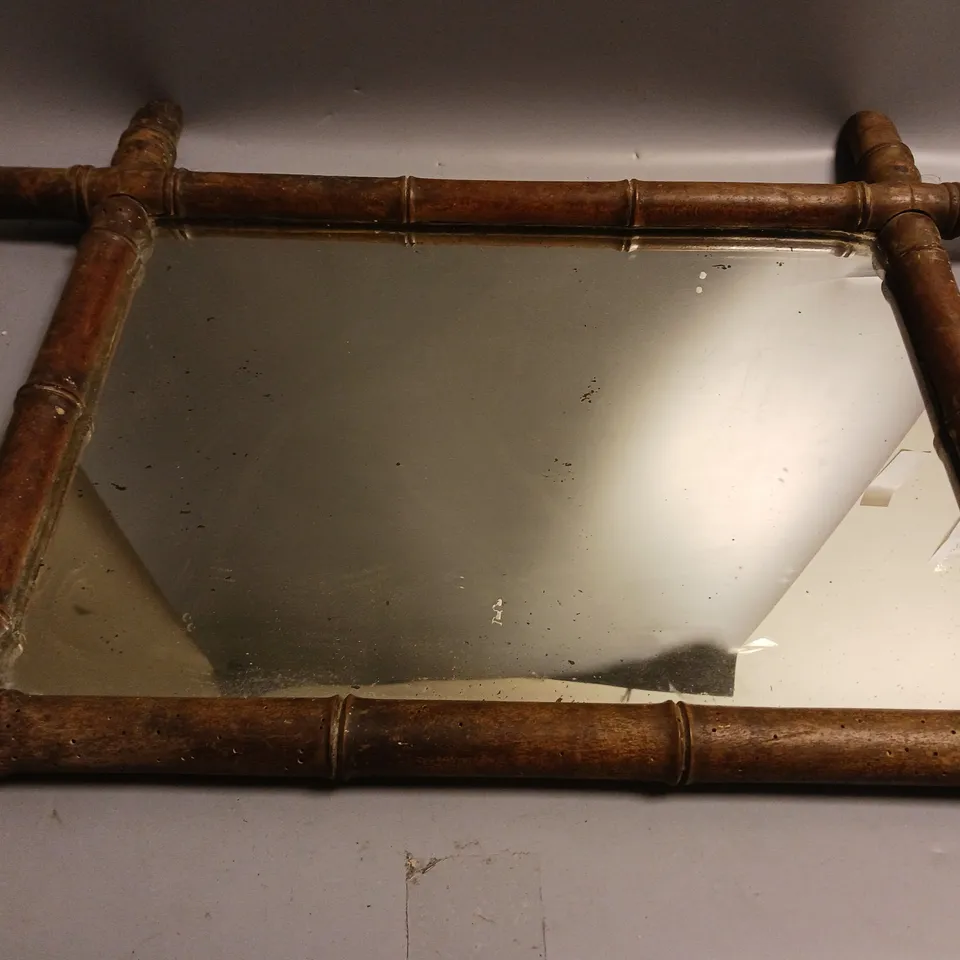 BOXED VINTAGE FRENCH DARK FAUX BAMBOO MIRROR