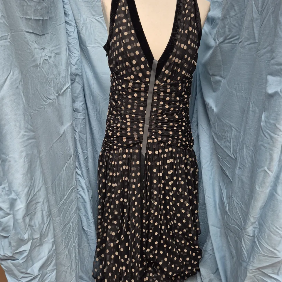 LACE & BEADS BLACK POLKA DOT LACE DRESS (WOMEN)