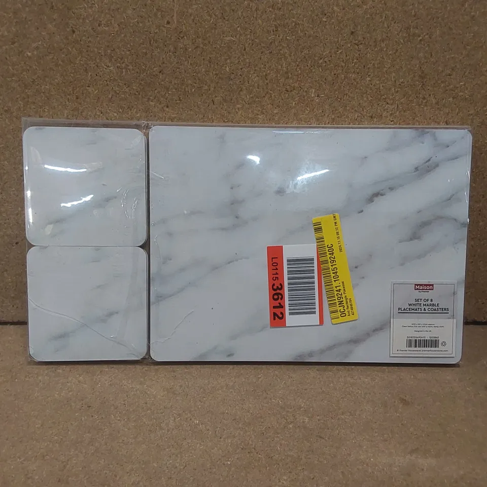 ARST RECTANGULAR PLACEMAT SET - WHITE MARBLE EFFECT