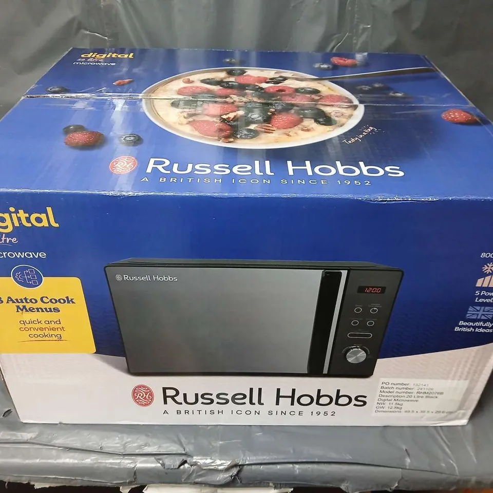 RUSSELL HOBBS RHM2076B 800W BLACK MICROWAVE RRP £100