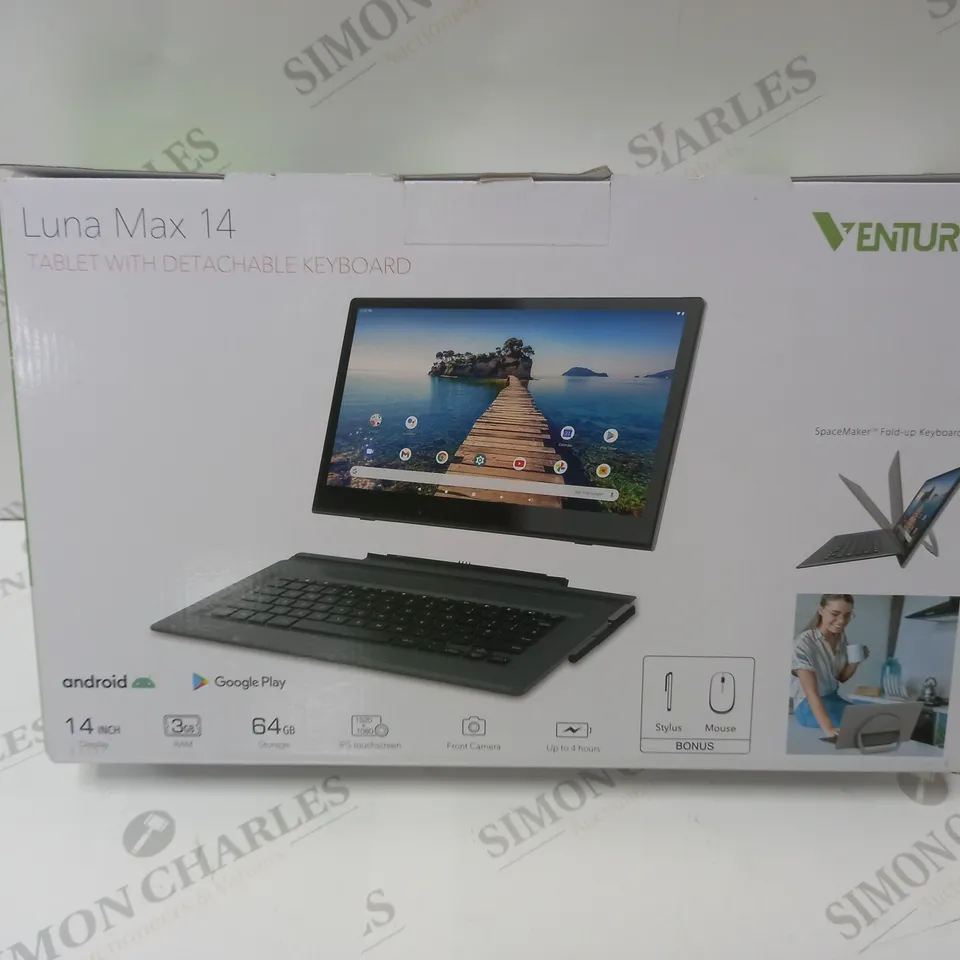 BRAND NEW BOXED VENTURER LUNA MAX 14 64GB 14" HD TABLET WITH DETACHABLE KEYBOARD 