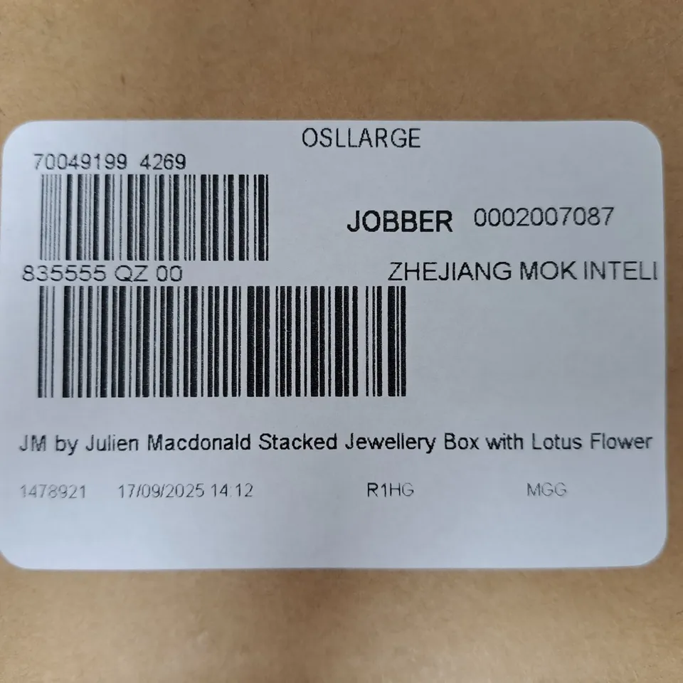 JM BY JULIEN MACDONALD STACKED JEWELLERY BOX WITH LOTUS FLOWER – MIRRORED CUBE
