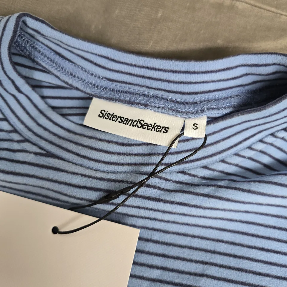 SISTERS AND SEEKERS BLUE STRIPE LONG SLEEVE TOP – UK SIZE S