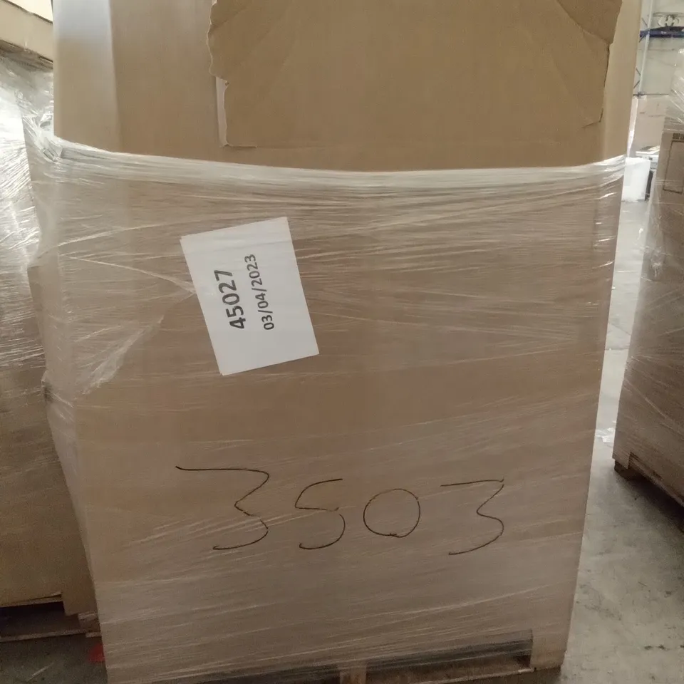 PALLET OF ASSORTED ITEMS INCLUDING FABIAN CLARKE PHOTO FRAMES, STOREMIC FLOATING SHELF, FRAMED MIRROR, CRAFT WOK, LITTLE PARTNERS LEARNING TOWER, SIDE TABLE