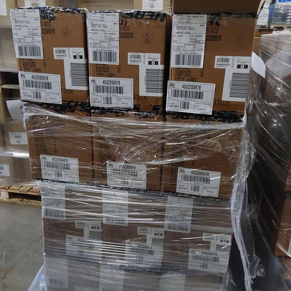 PALLET OF 36 CASES EACH CONTAINING 4 PAIRS OF BOXED SKECHERS SIZE 8 ROSE ARYA BALLET PUMP WITH AIR-COOLED MEMORY FOAM