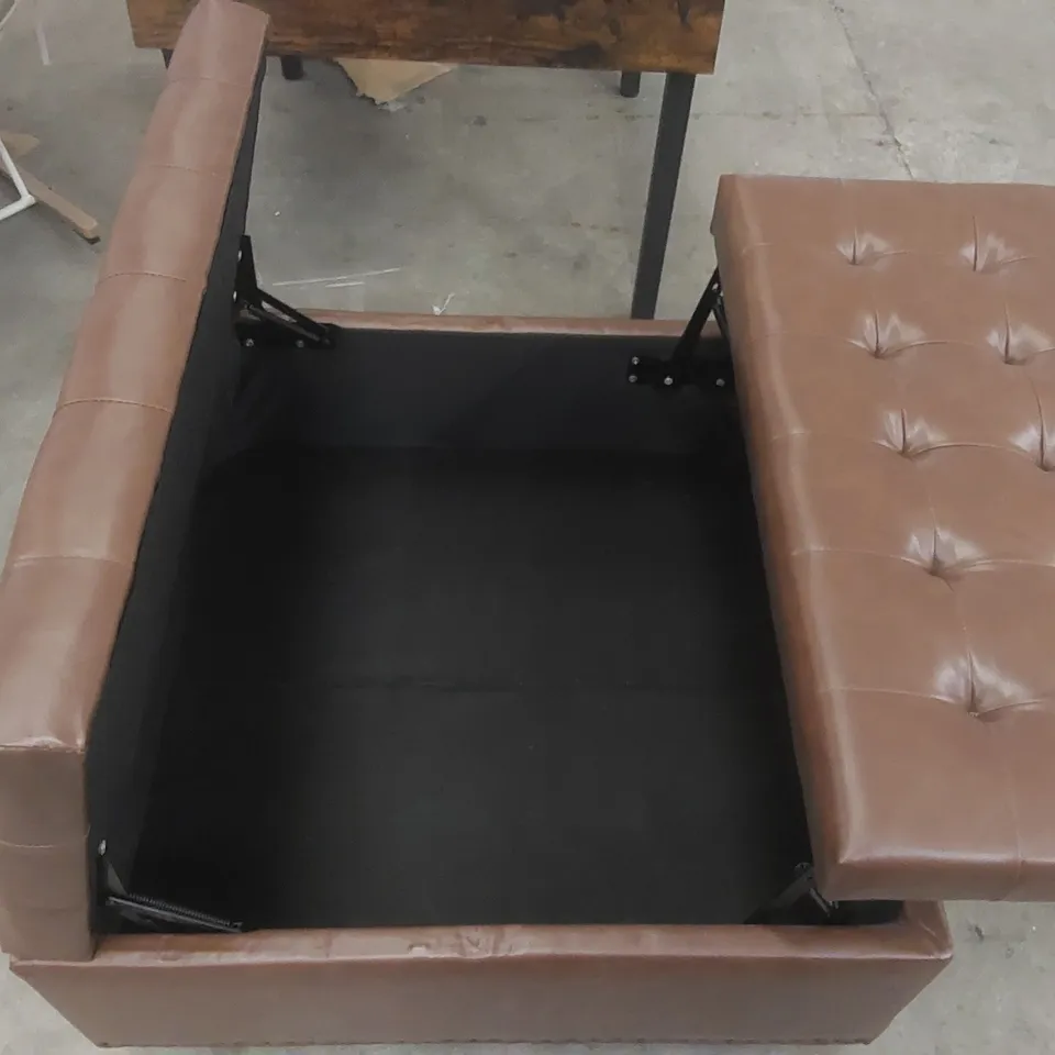 LIVING AND HOME FAUX LEATHER STORAGE FOOTSTOOL