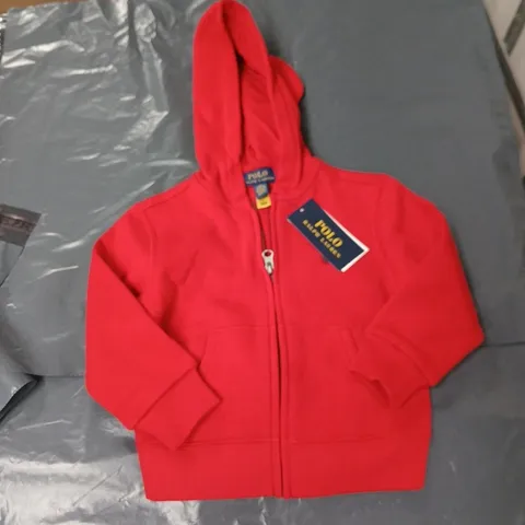 POLO RALPH LAUREN KIDS' RED HOODED ZIP HOODIE SIZE KIDS 2