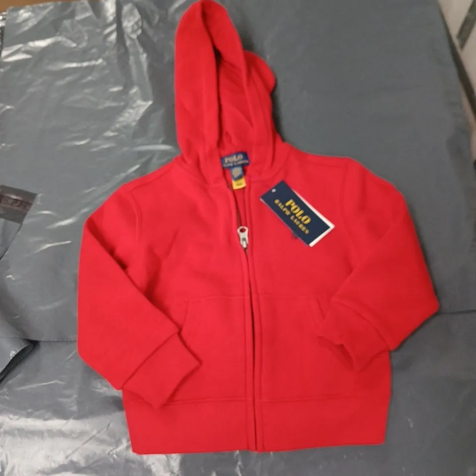 POLO RALPH LAUREN KIDS' RED HOODED ZIP HOODIE SIZE KIDS 2