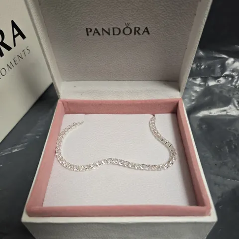 PANDORA MOMENTS BRACELET WITH CLEAR STONES IN BOX
