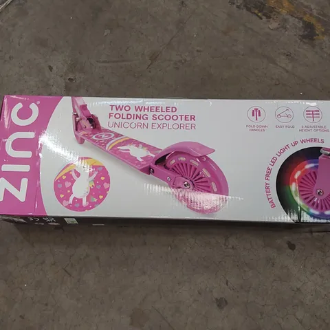 ZINC TWO WHEELED FOLDING SCOOTER UNICORN EXPLORER