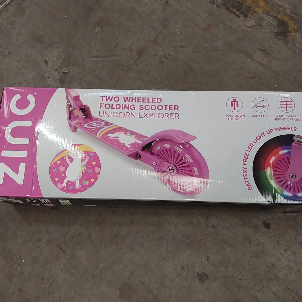 ZINC TWO WHEELED FOLDING SCOOTER UNICORN EXPLORER 