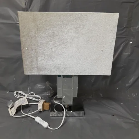 RENE MIRRORED GLASS TABLE LAMP & GREY SHADE