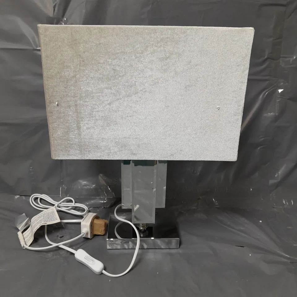 RENE MIRRORED GLASS TABLE LAMP & GREY SHADE RRP £45