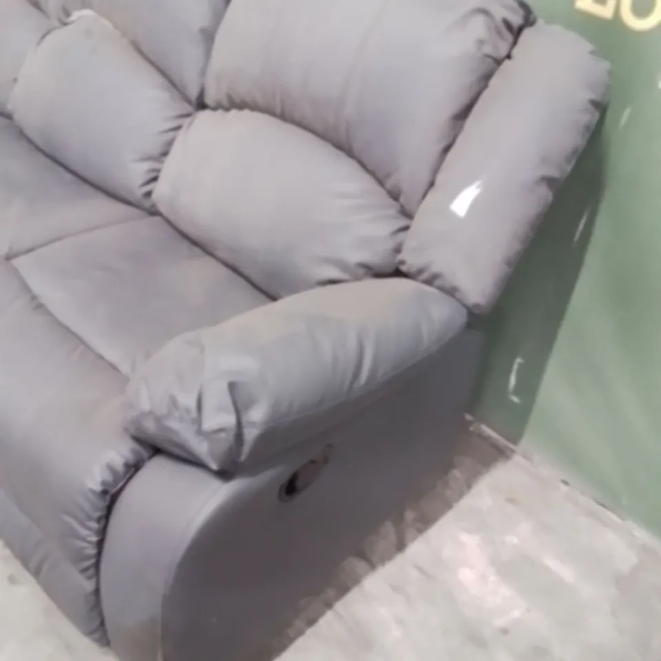 DESIGNER GREY FABRIC 3-SEATER RECLINING SOFA