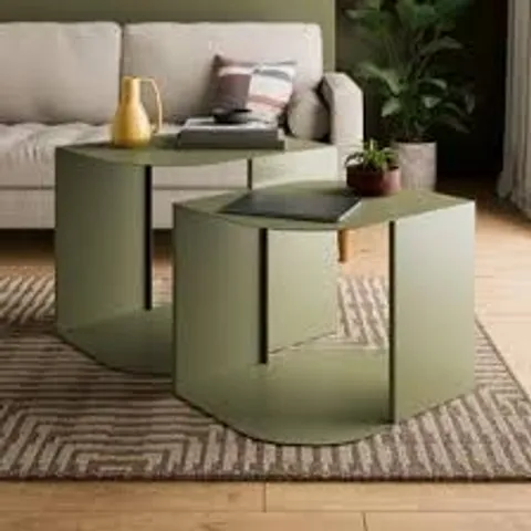 BOXED EDWIN METAL NESTING COFFEE TABLES - OLIVE (1 BOX)
