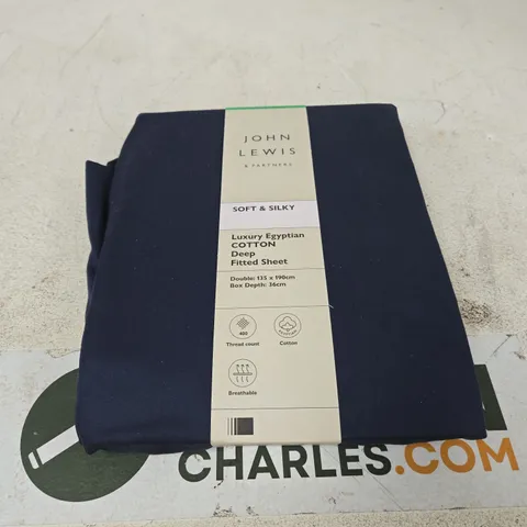 JOHN LEWIS & PARTNERS SOFT & SILKY LUXURY EGYPTIAN COTTON DEEP FITTED SHEET – DOUBLE (135 X 190 CM)