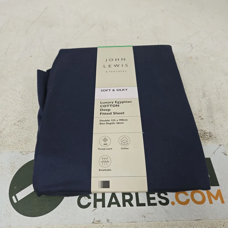 JOHN LEWIS & PARTNERS SOFT & SILKY LUXURY EGYPTIAN COTTON DEEP FITTED SHEET – DOUBLE (135 X 190 CM)