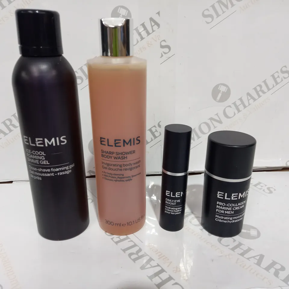 elemis set of 4 to include shaving gel, body wash, eye boost, marine cream