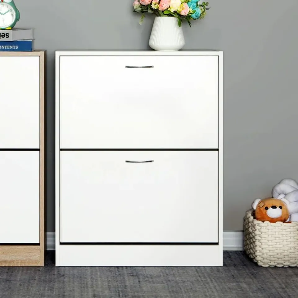BOXED 12 PAIR FLIP DOWN SHOE STORAGE WHITE