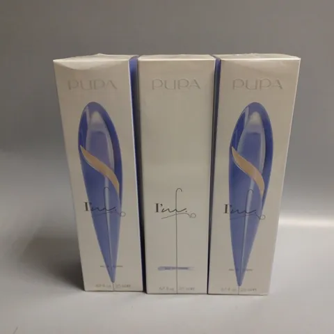 3 BOXED AND SEALED PUPA MILANO - I'M FIO CLOUDY VIOLET EAU DE TOILETTE (20ml)