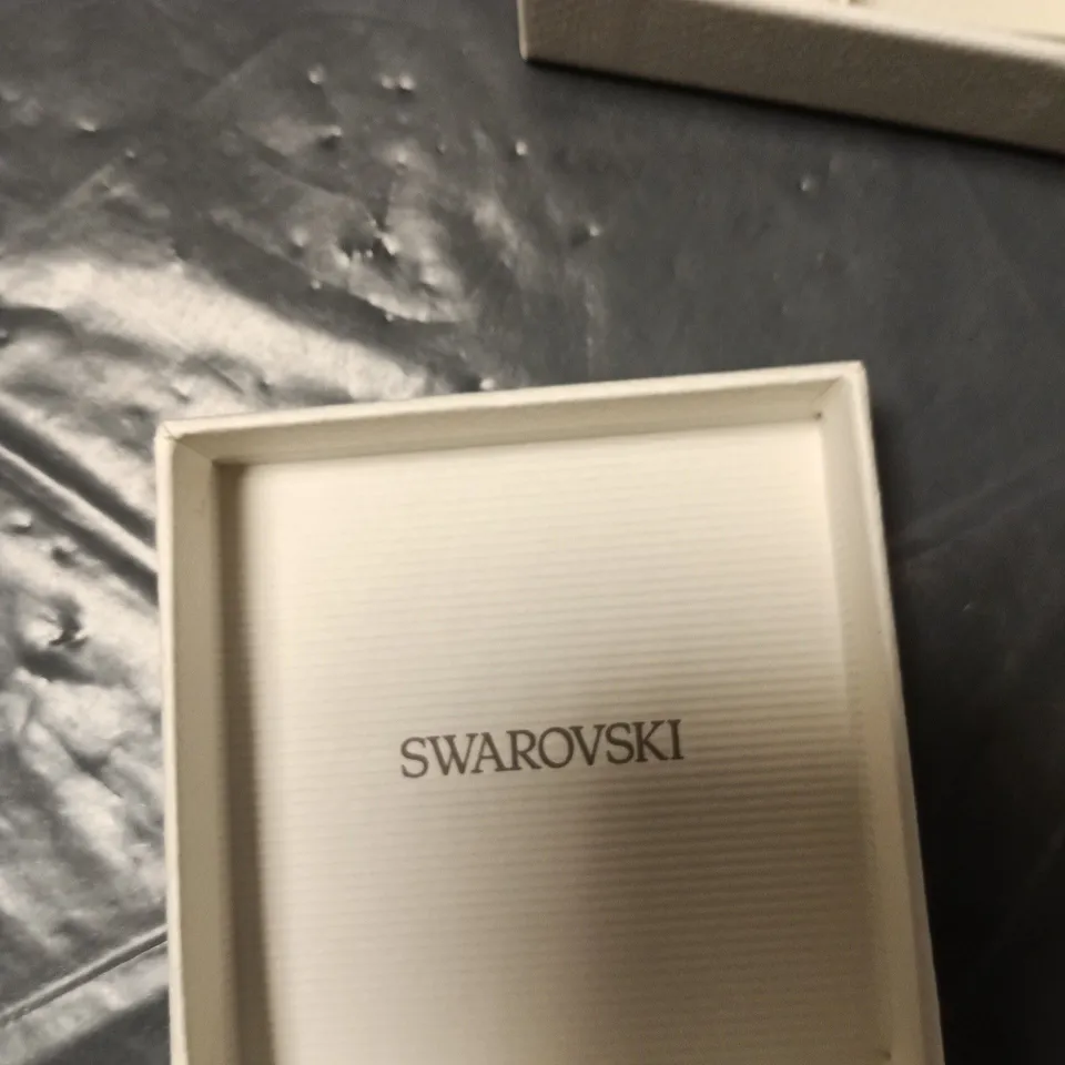 SWAROVSKI GOLD-TONE CRYSTAL DROP EARRINGS WITH BLACK CENTER STONE – BOXED