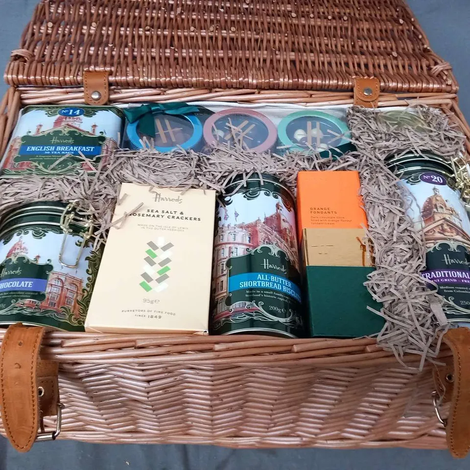 HARRODS WICKER FOOD HAMPER