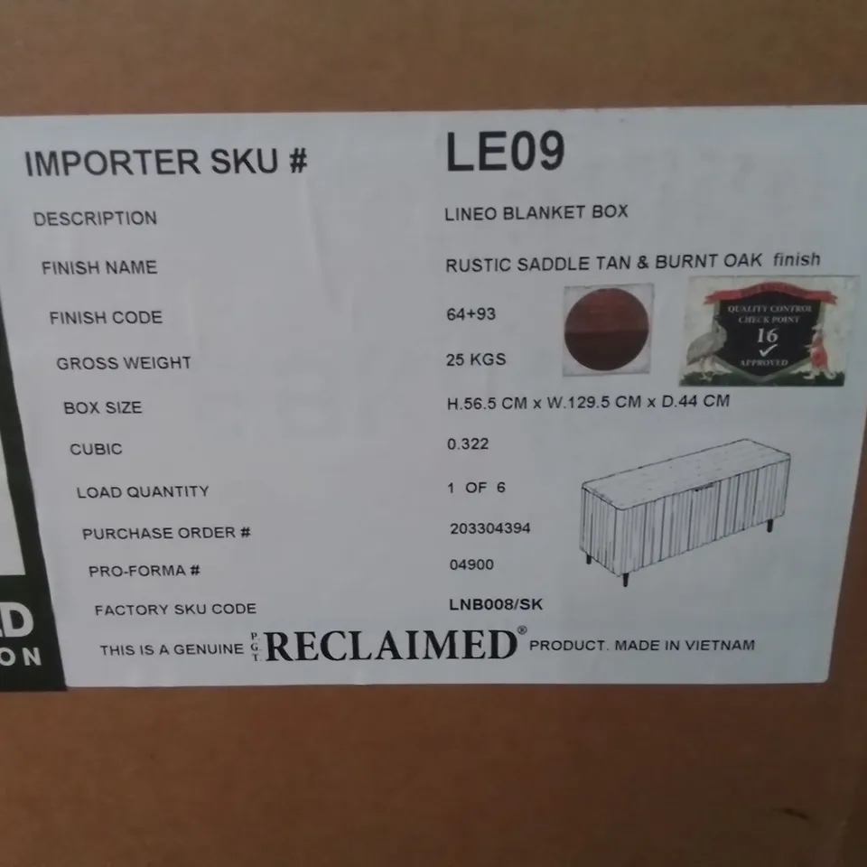 BOXED LINEO BLANKET BOX IN RUSTIC SADDLE TAN & BURNT OAK FINISH (1 BOX)