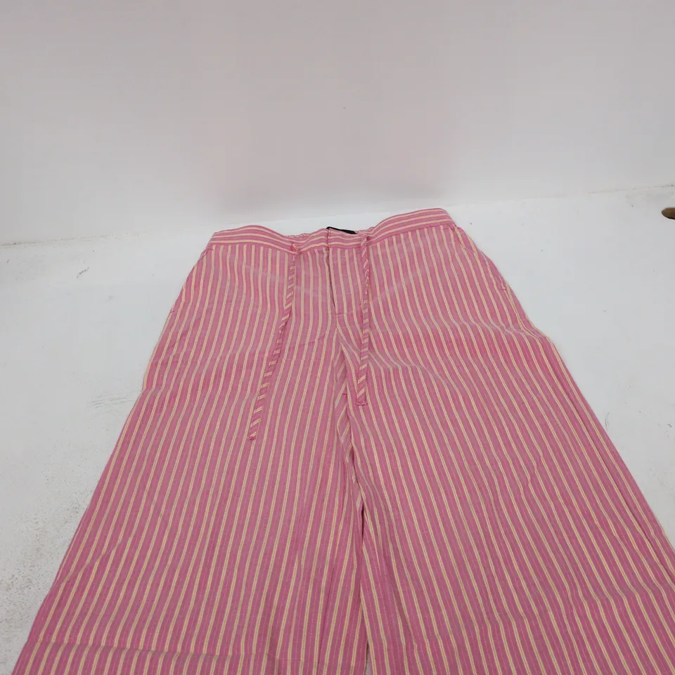 ZARA WOMEN’S STRIPED PINK & WHITE TROUSERS – UK 6 (EUR XS)