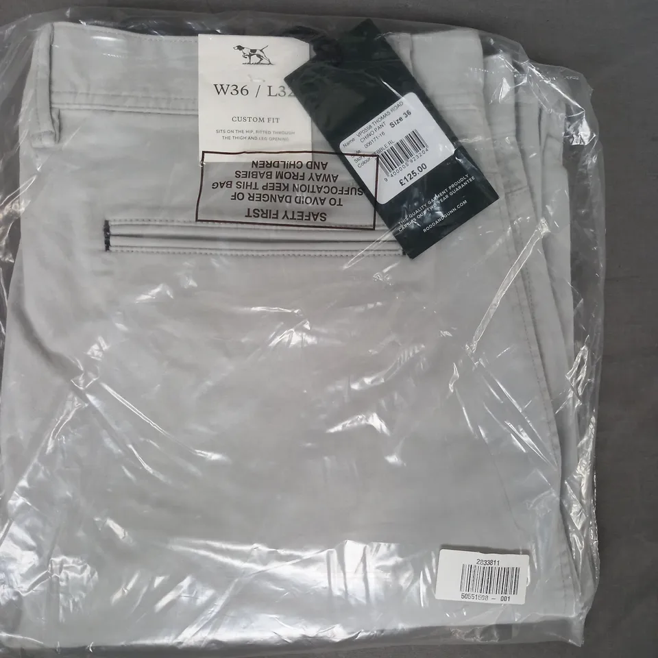 RODD & GUNN THOMAS ROAD CHINO PANTS IN PEBBLE SIZE 36/32