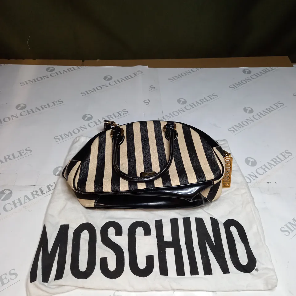 MOSCHINO BLACK AND CREAM HAND BAG 