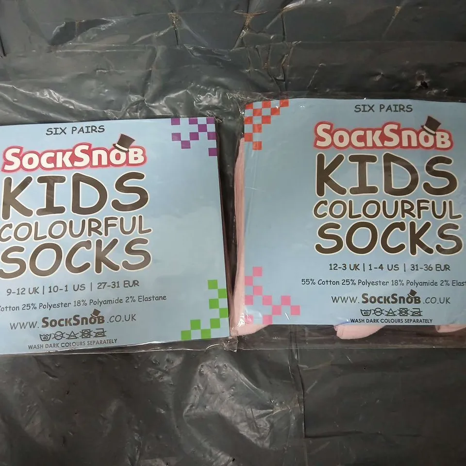 APPROXIMATELY 400 ASSORTED SNOCK SNOB KIDS COLOURFUL SOCKS TO INCLUE PALE PINK (9-12) & LIGHT PINK (12-3) - COLLECTION ONLY