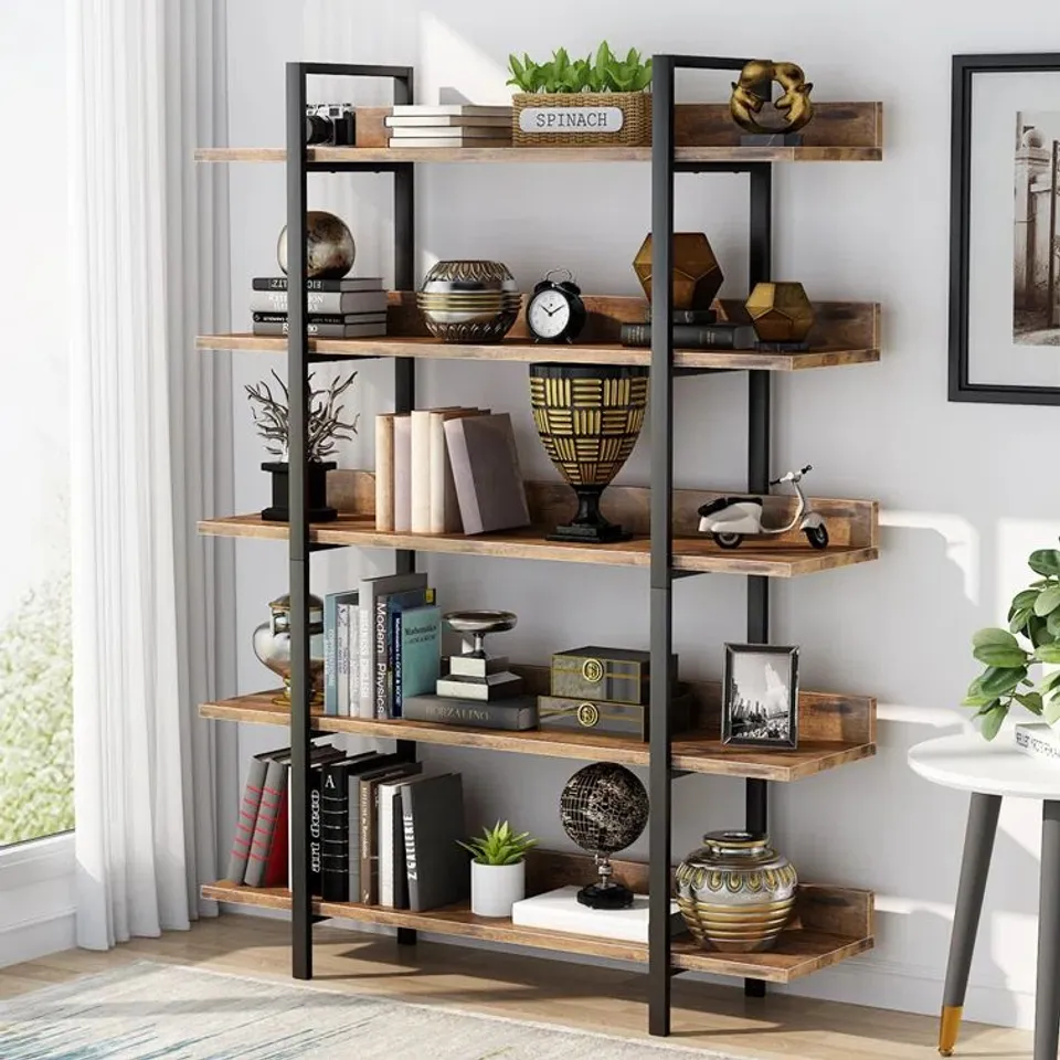 BOXED BOOKSHELF BOOKCASE STORAGE RACK STANDING SHELF 5-TIER (1 BOX)