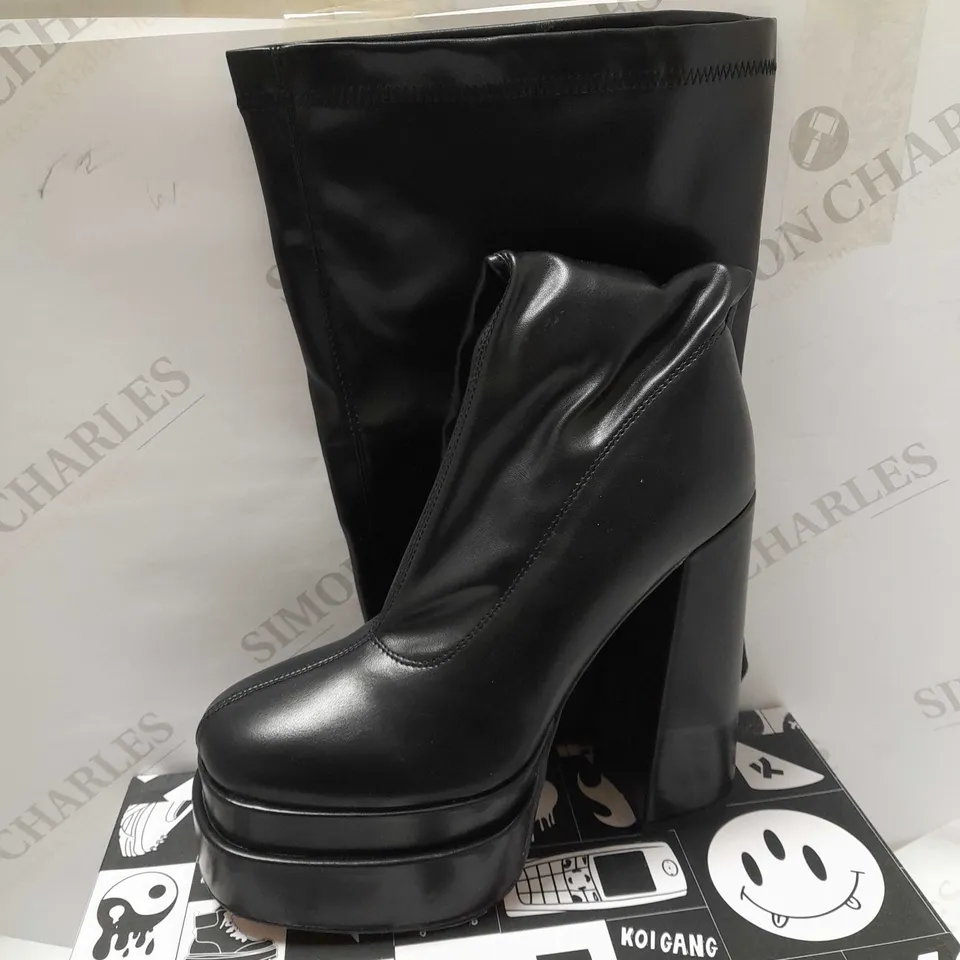 KOI THE REDEMPTION BLACK THIGH HIGH BOOTS - SIZE 6