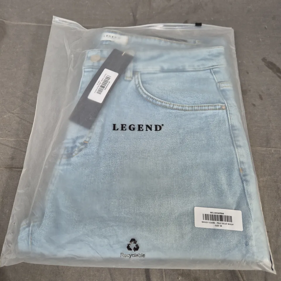 LEGEND* BAGGY JEANS - PALE BLUE WASH - SIZE 34