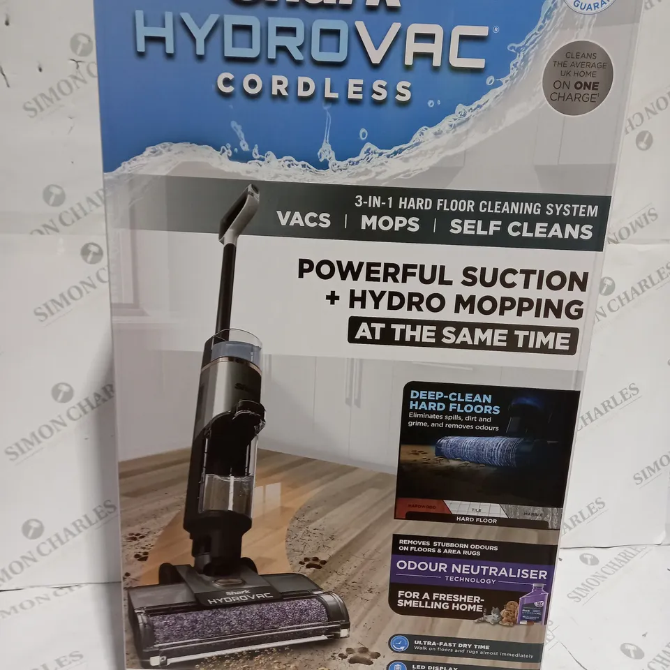BOXED SHARK HYDROVAC HARD FLOOR WET & DRY CORDLESS CLEANER WD210UK
